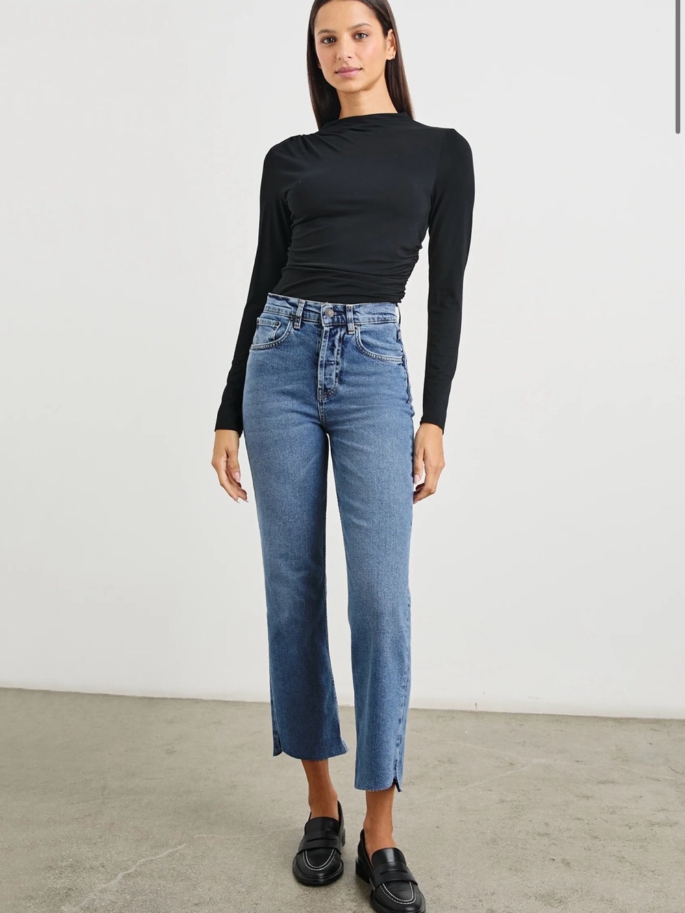 Rails Topanga Crop High-Rise Straight Crop Jeans in Blue